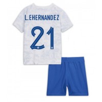 Dres Francuska Lucas Hernandez #21 Gostujuci za djecu SP 2022 Kratak Rukav (+ kratke hlače)